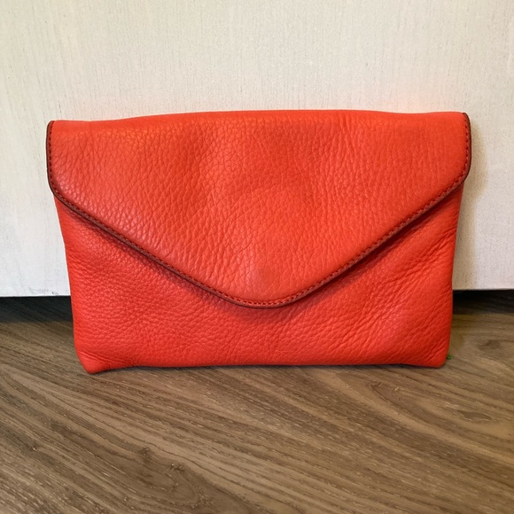 J. Crew coral leather clutch - Picture 3 of 12